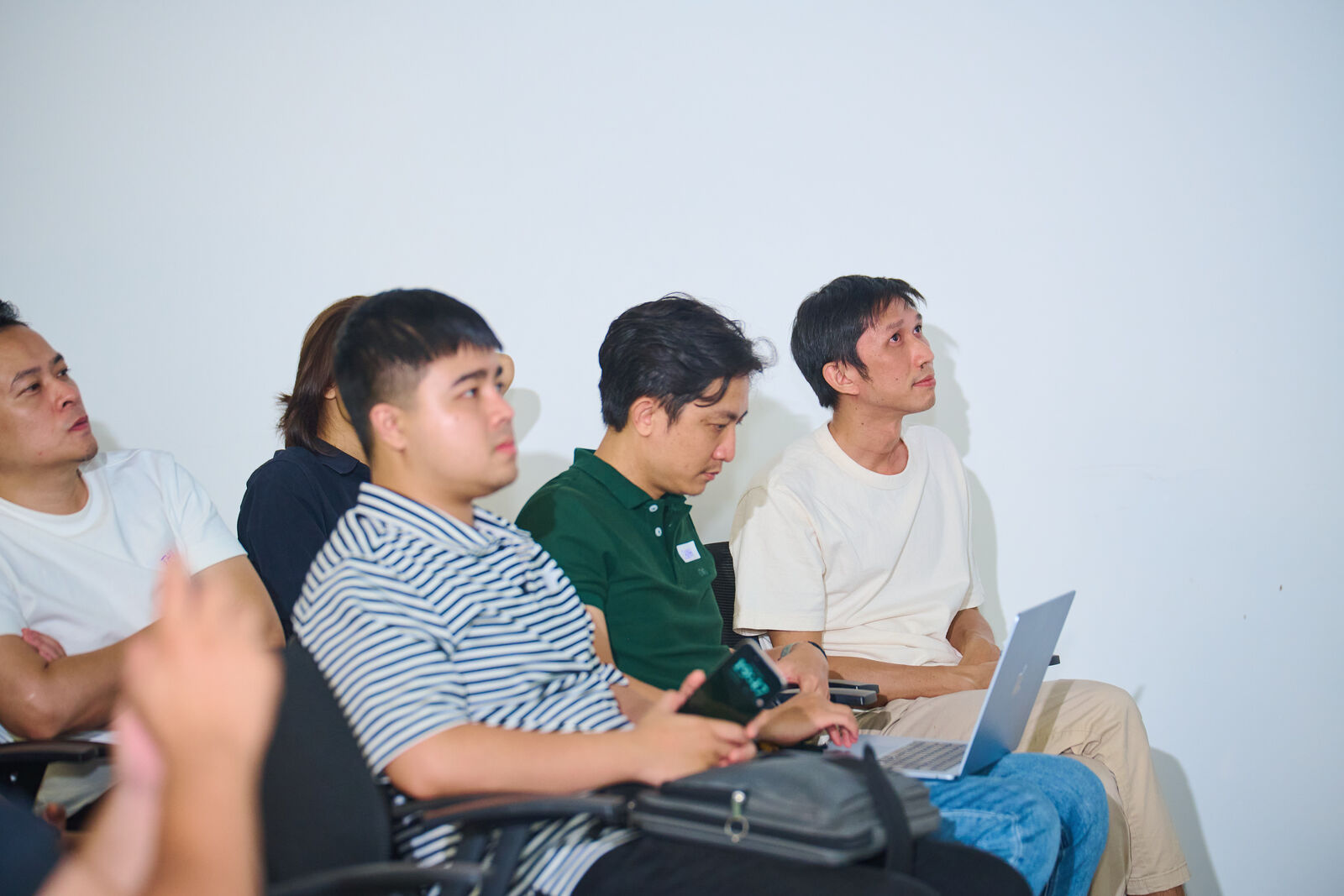 Attendees using laptops
